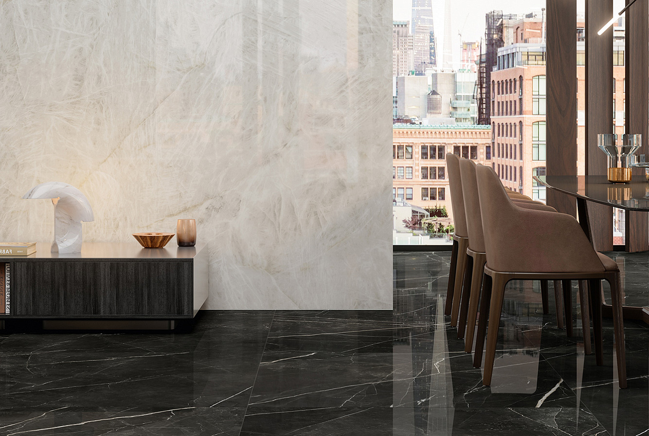 MARVEL GALA  CALACATTA BLACK + CRYSTAL WHITE